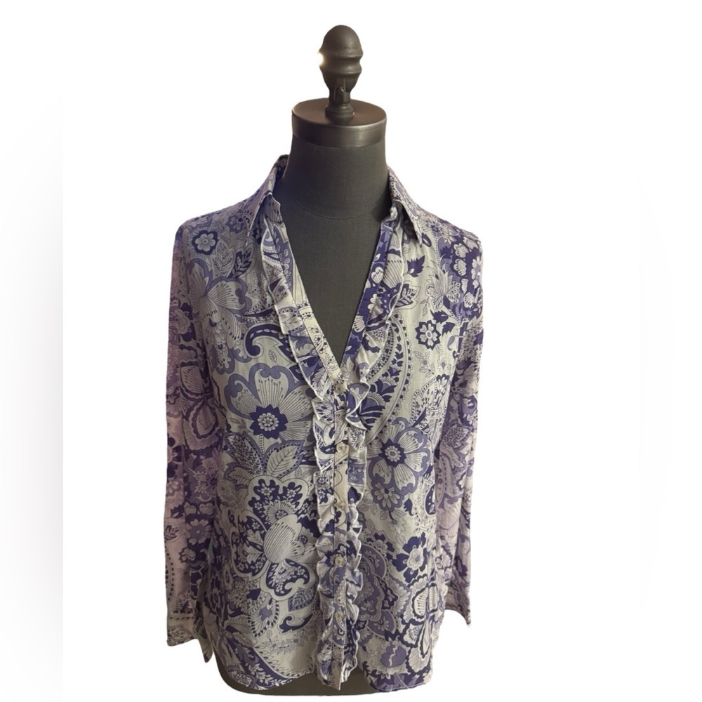 Massimo Dutti Floral Cotton Blouse Size Small